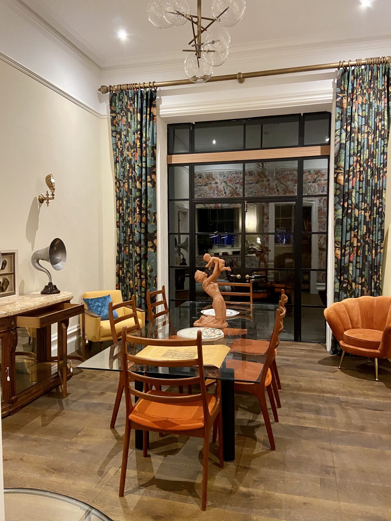 dining room in converted bank